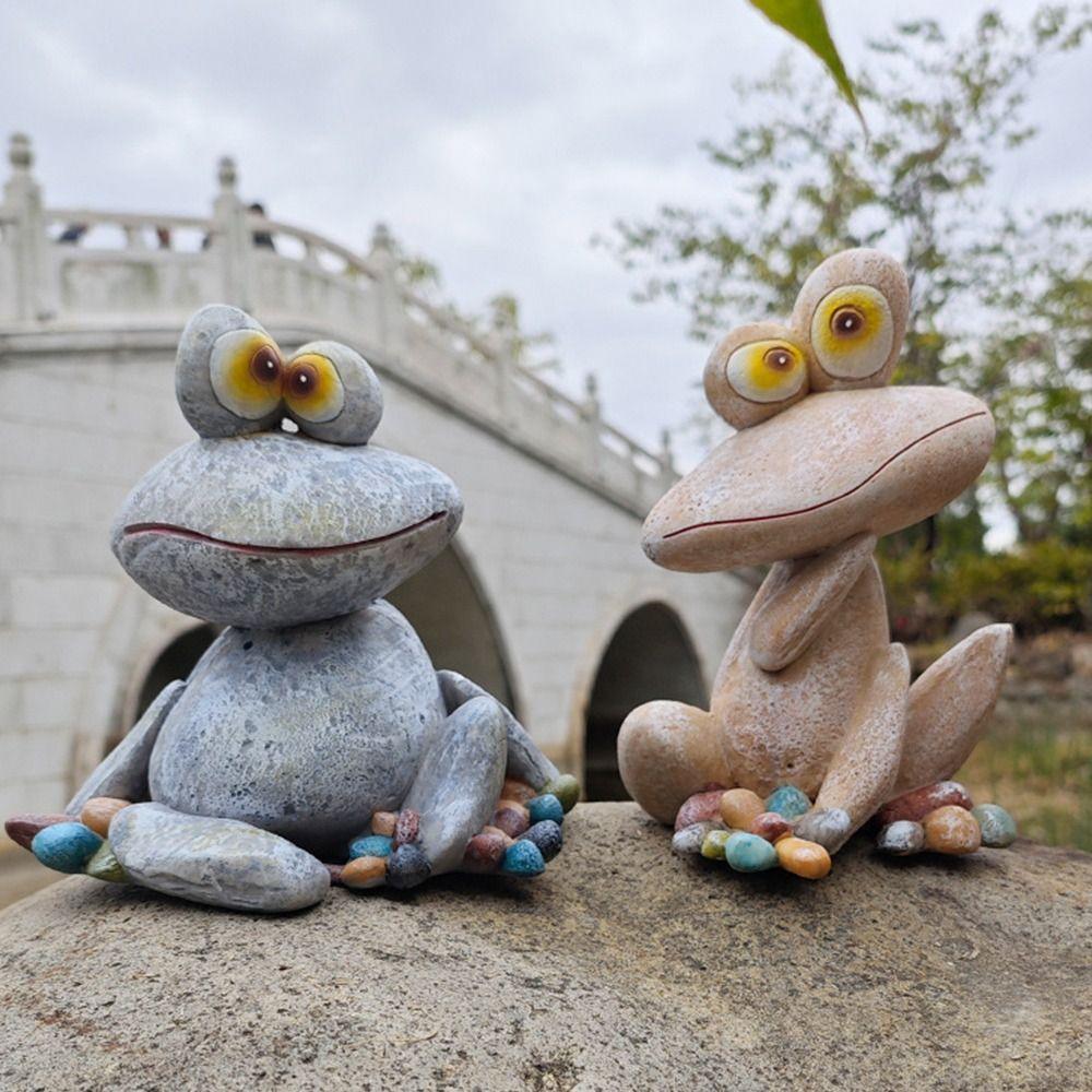 Cartoon Frog Statue Cute Garden Ornament Garden Decoration Animal Sculpture Children