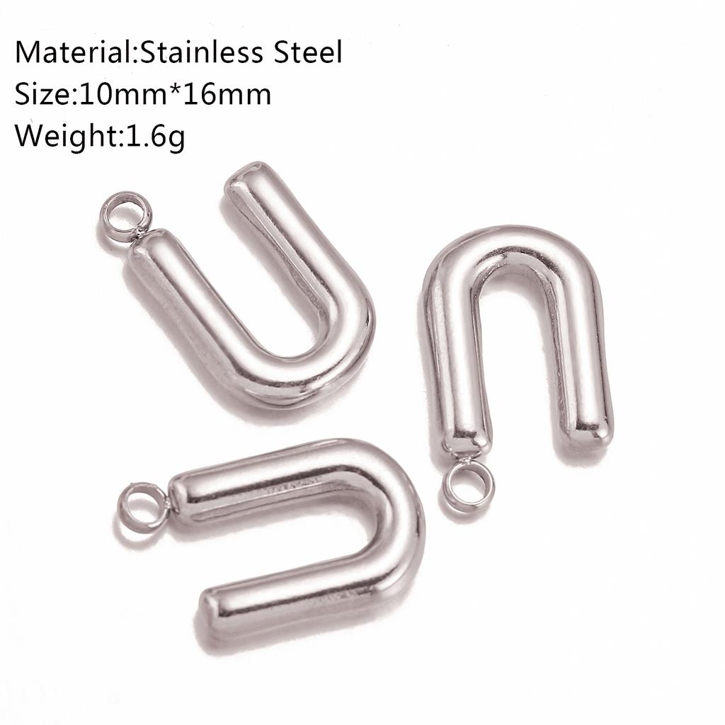 3Pcs Bubble Alphabet Charm Silver Color Stainless Steel Initial English Letter Pendant DIY Bracelet/Necklace Gift Jewelry Making