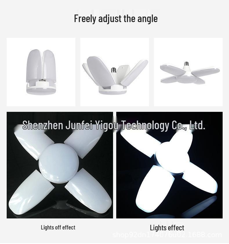 Foldable LED UFO Leaf Light Bulb - E27 28W, Cross-Border Hot-Selling.