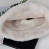 WHITE Faux Fur Fisherman Hats Antumn Winter Thickened Warm Bucket Hat Lady Outdoor Soft Snow Fur Cap Solid Wide Brim Caps