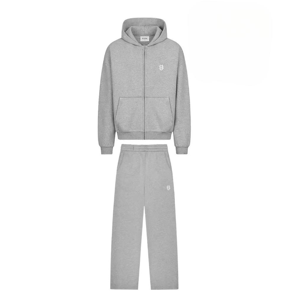 DRIPX Set Due Pezzi Felpa con Cappuccio e Zip Ricamata Pantaloni della Tuta Casual Abbigliamento Y2K Pantaloni Larghi Hip-hop da Uomo Pantaloni Casual