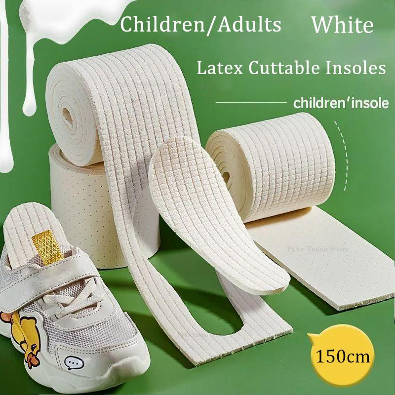 

150cm Cuttable Latex Insoles Adult Kids Soft Comfortable Sport Shock Absorption Shoe Inserts Pad DIY Universal Feet Sole Insoles length 150 cm білий