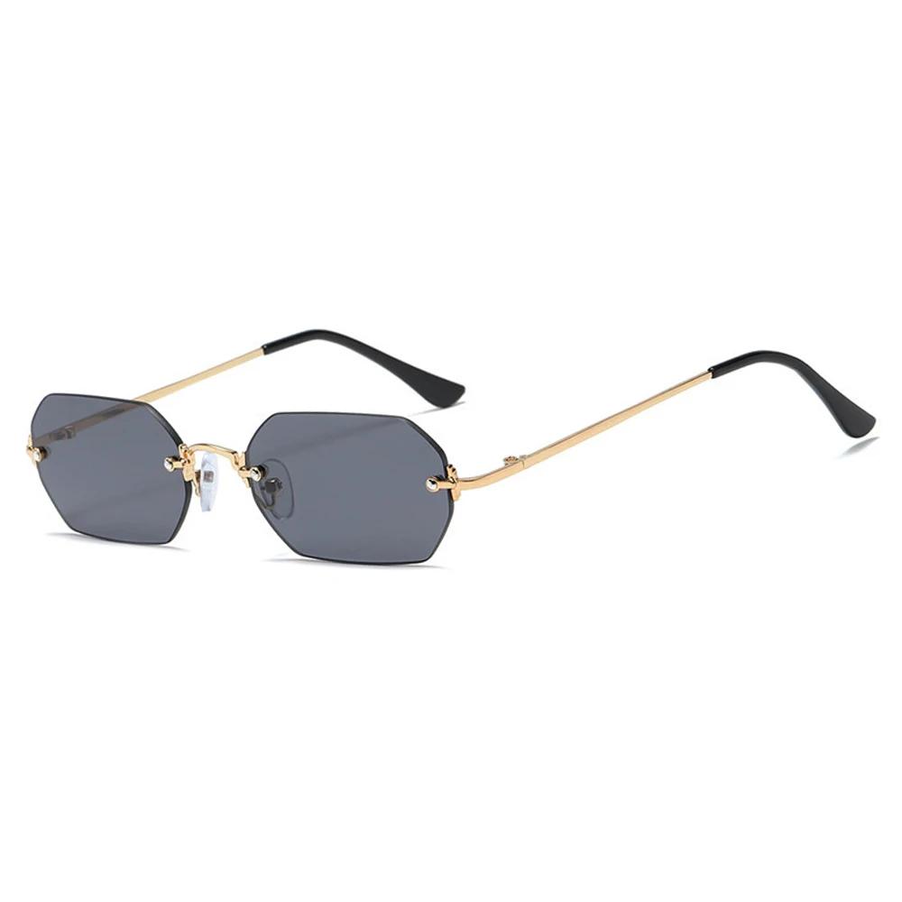 New Rectangle Sunglasses for Women Small Frame Driving Shades Eyewear UV400 Trend Rimless Sun Glasses 6Colors For Choose