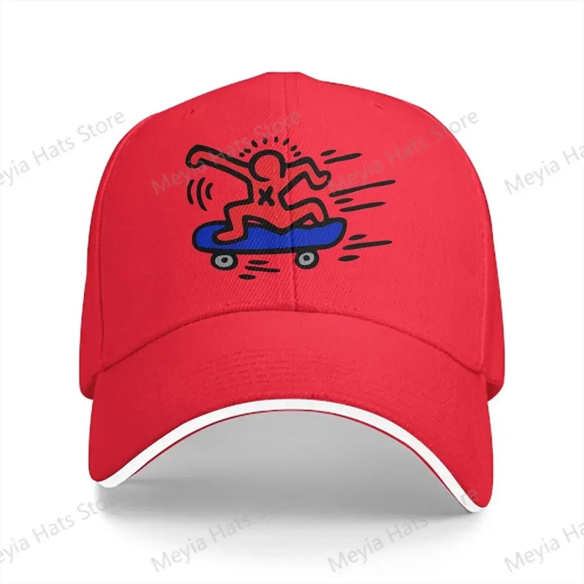 

COME HERE Haring Geometric Graffiti Multicolor Hat Peaked Womens Cap Personalized Visor Protection Hats One Size