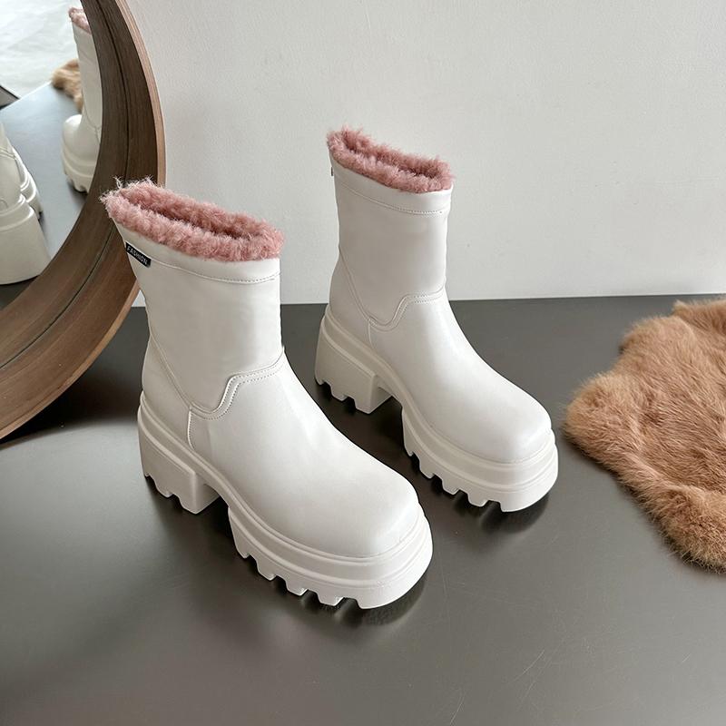 Women's Autumn and Winter 2025 New Fashionable Boots Solid Color Boots High Heels Thick Women's Shoes Shoes for Women