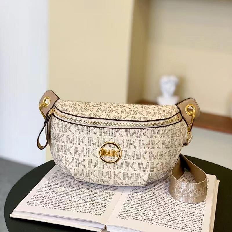 Vintage Shoulder Bag Women'S Printed Letter Crossbody Chest Bag With Adjustable Strap Designer Luxury Soft Leather Waist Packs