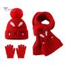 Warm Knitted Hat for Toddlers Winter Gloves Scarf Set Kids, Pompom Hat, Cute Essentials Bunny Embroidery, Cozy Boys Girls Ages 2 to 6 Outings