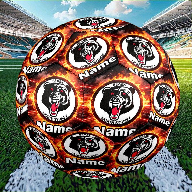 Custom Name Personalized North Sydney Bears Print Size 5 Soccer Ball Training & Match Football, for Team, Kicking, Gift for Football Enthusiasts