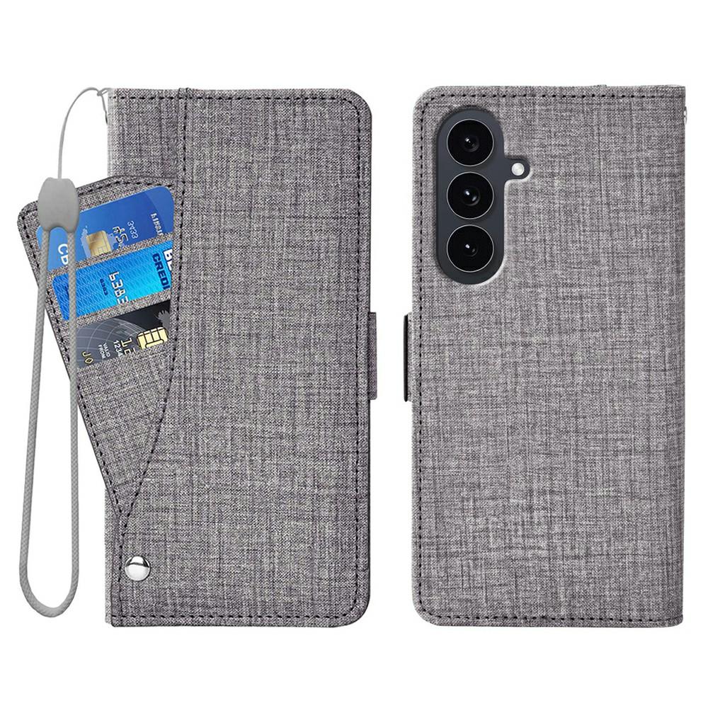 

For Samsung Galaxy S24 FE Case Jean Cloth Texture PU Leather Wallet Phone Cover with Rotating Card Slots
