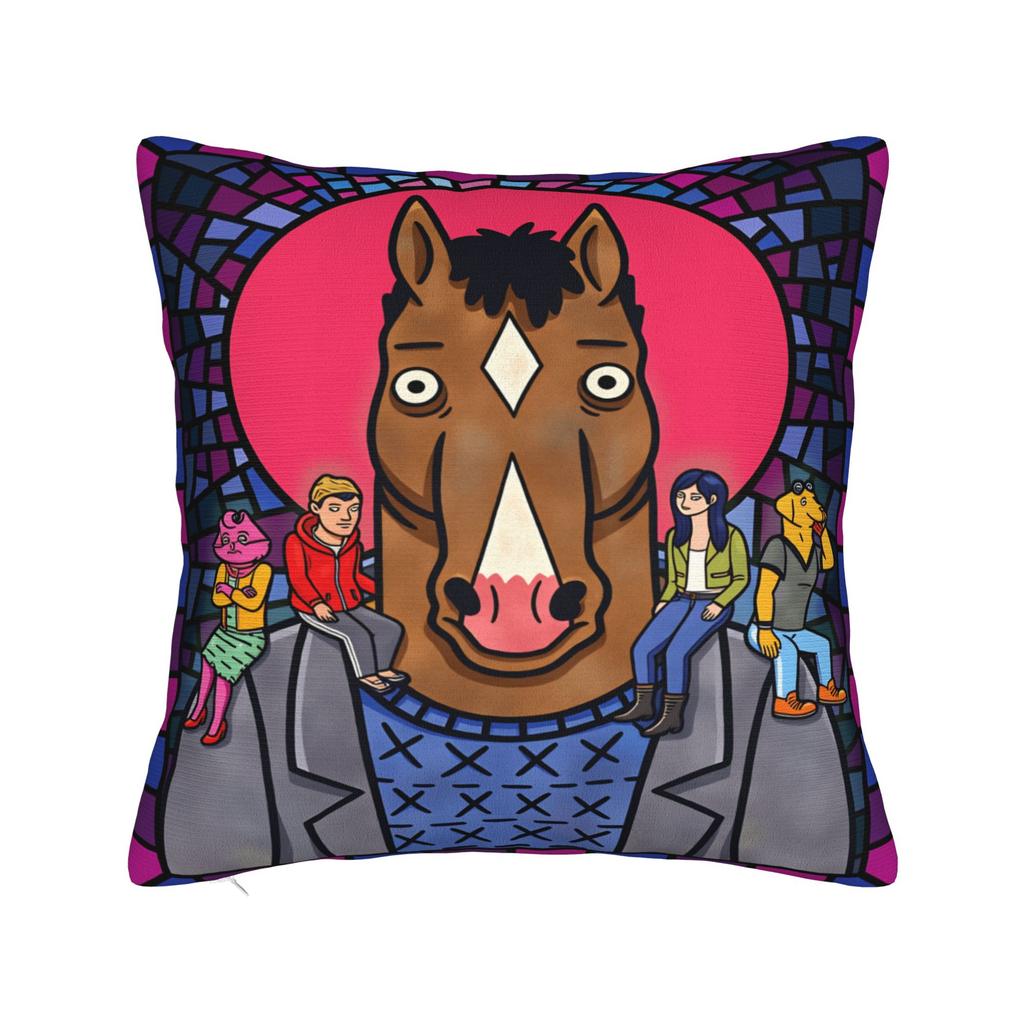 Pillow Case Anime B-BoJack H-Horsemans Soft Pillow Cover For Sofa Couch Bed Living Room Cute Funny Pillowcases