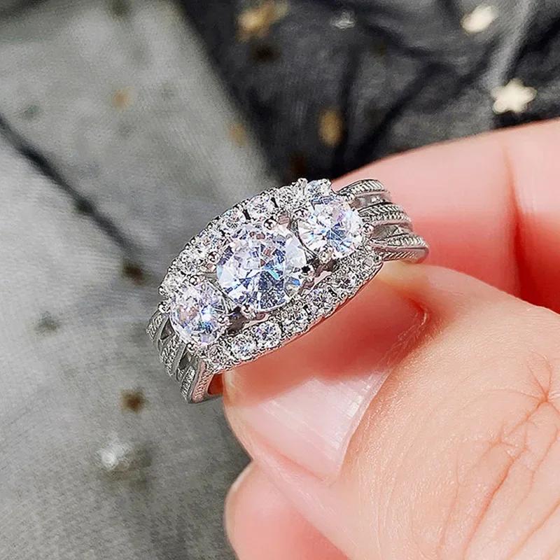 Modern Women s Wedding Rings with Brilliant Cubic Zirconia Luxury Proposal Engagement  Bling Accessories New Zircon 6