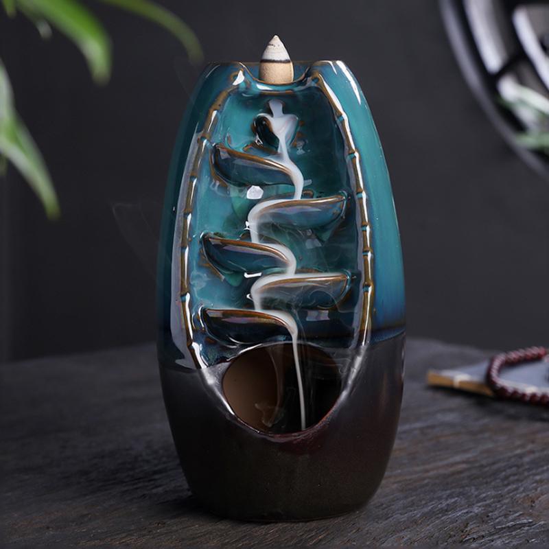 Waterfall Ceramic Backflow Smoke Incense Burner Censer Holder Home Gift Decor