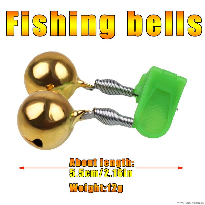Copper Outdoor Twin Bells Ring Fishing Rod Clamp Bite Lure Alarm 5.5cm/2.16in