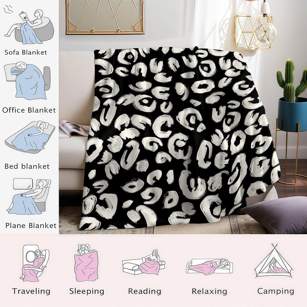 Schwarz Weiß Abstrakte Punkte Flanelldecke Warm Weich Halloween Weihnachten Sofa Warm Gemütlich Dekoratives Dekor Geschenk für Alle Jahreszeiten