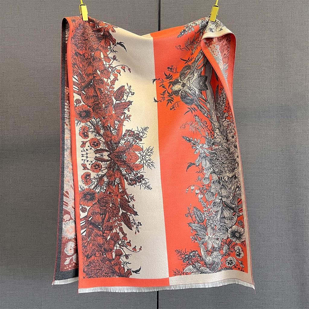 Winter Cashmere Scarf Women Luxury Floral Print Female Shawl Wrap Elegant Poncho Lady Thick Warm Blanket Gift Echarpe Pashmina