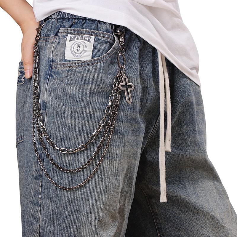 Metal Cross Pendant Waist Chain Hiphop Rock Punk Trousers Chain Keychain Jewelry Jean Accessory