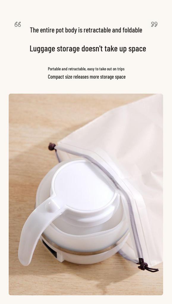 Portable Folding Silicone Electric Kettle - Compact Travel Water Boiler for Dorms & Hotels