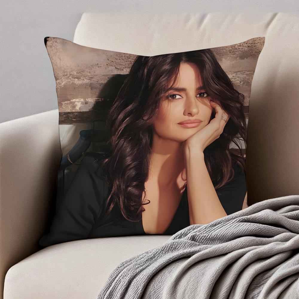 OscarWinning Spanish Actress PPenelope Cruz Cushion Cover Pillowcase Antidustmite Invisible Zipper Short Plush Sofa Cushion