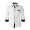 Men's Color Block Slim Fit Cotton Shirt - Long Sleeve, High-End Business Fashion