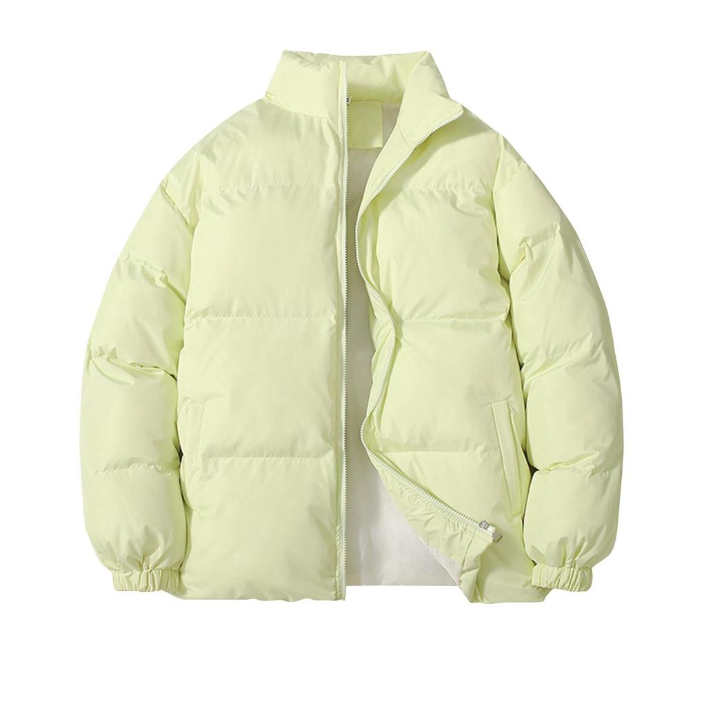 Mens Thickened Warm Stand Collar Coat Mens Fashion Solid Color Coat
