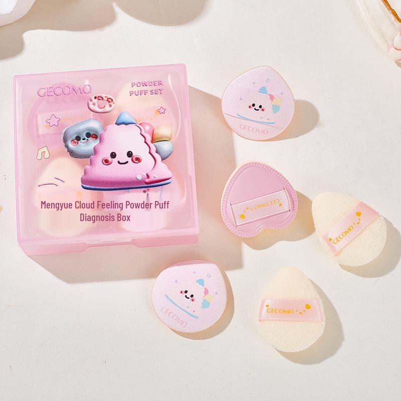 GECOMO 5-Piece Cloud Powder Puff Set - Flocked Sponge for Setting, Brightening, Concealing