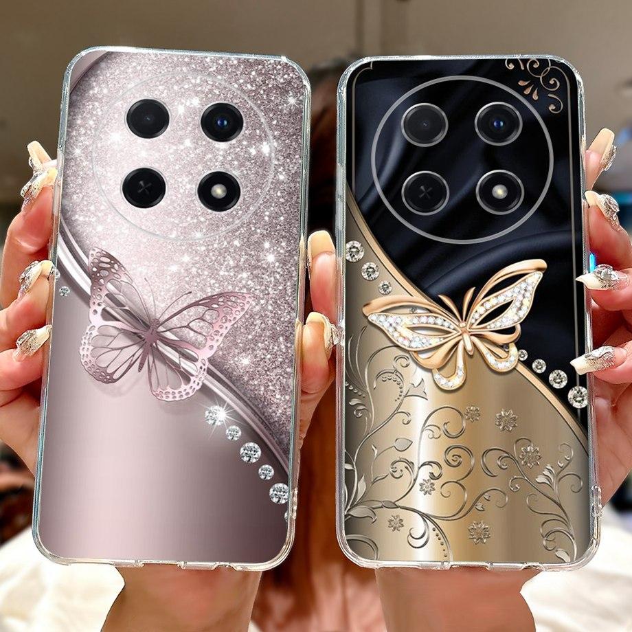 For Huawei Nova 13i / Nova 12i 4G Back Cover Girly Fashion Flower Butterfly Painting Case Soft TPU Clear Slim Silicone Fundas