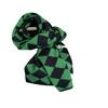 Green Rhombus Plaid Scarf for Women In Winter Japanese Style Versatile Student Thickened Warm Plaid Knitted Short Scarf Trendy