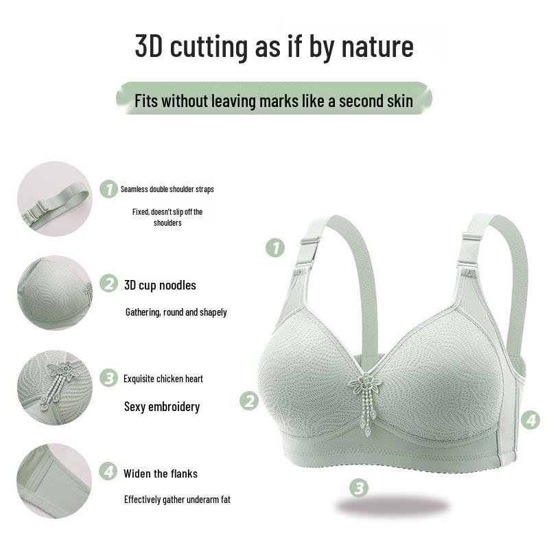 Plus Size No-Magnetic, No-Underwire Push-Up Side Support Anti-Sag Bra
