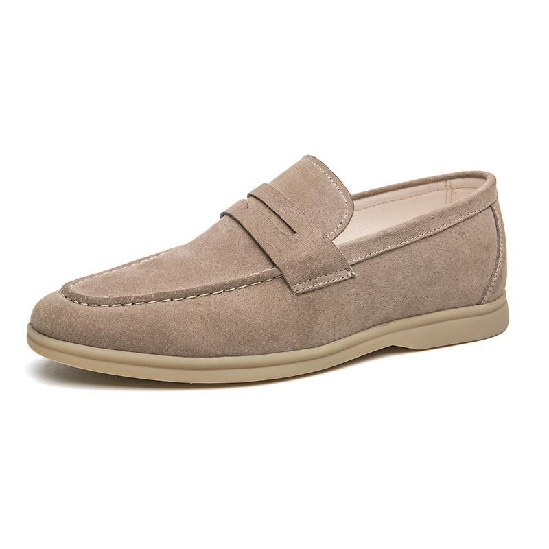 2025 spring and autumn new Doudou shoes men's suede men's leather shoes 38-46 soft sole one-pedal suit loafers