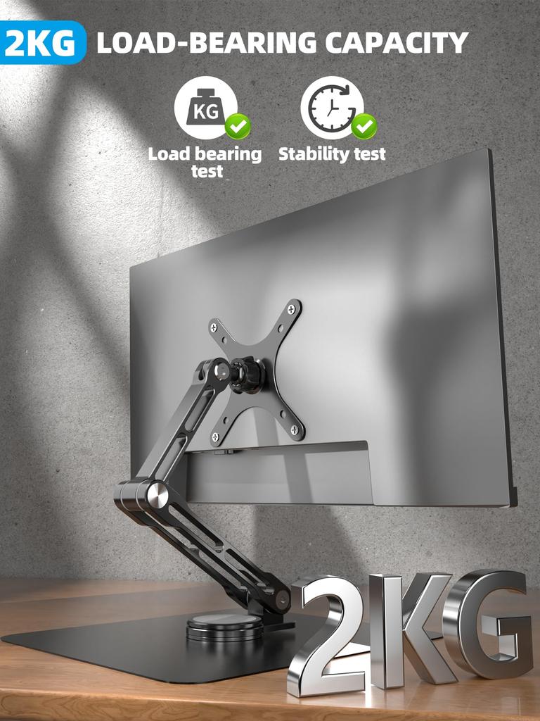 Mobile Monitor Stand VESA 100x100 75x75mm Height Adjustment Large Base Stable Compatible with 17 18 Inch Portable Monitor 17.3 18.5