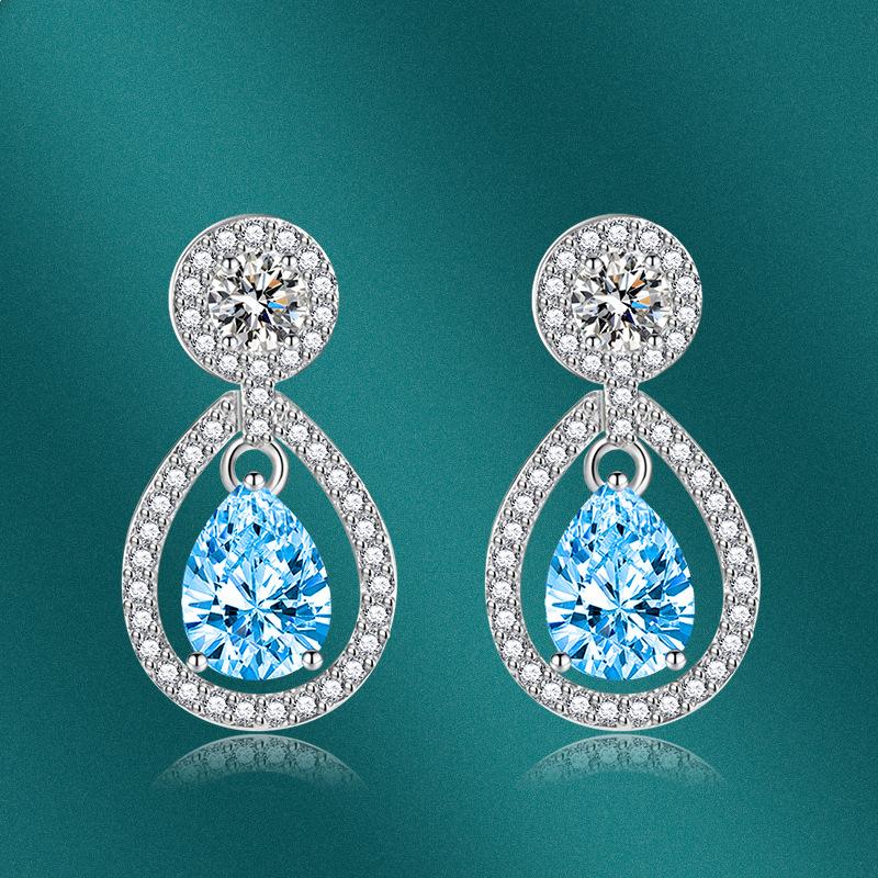 BELLA BOX Luxus Frauen Wasser Tropfen Hohl Ohrringe Birnenförmige Ohrringe Hochzeit Verlobung Party Geschenk