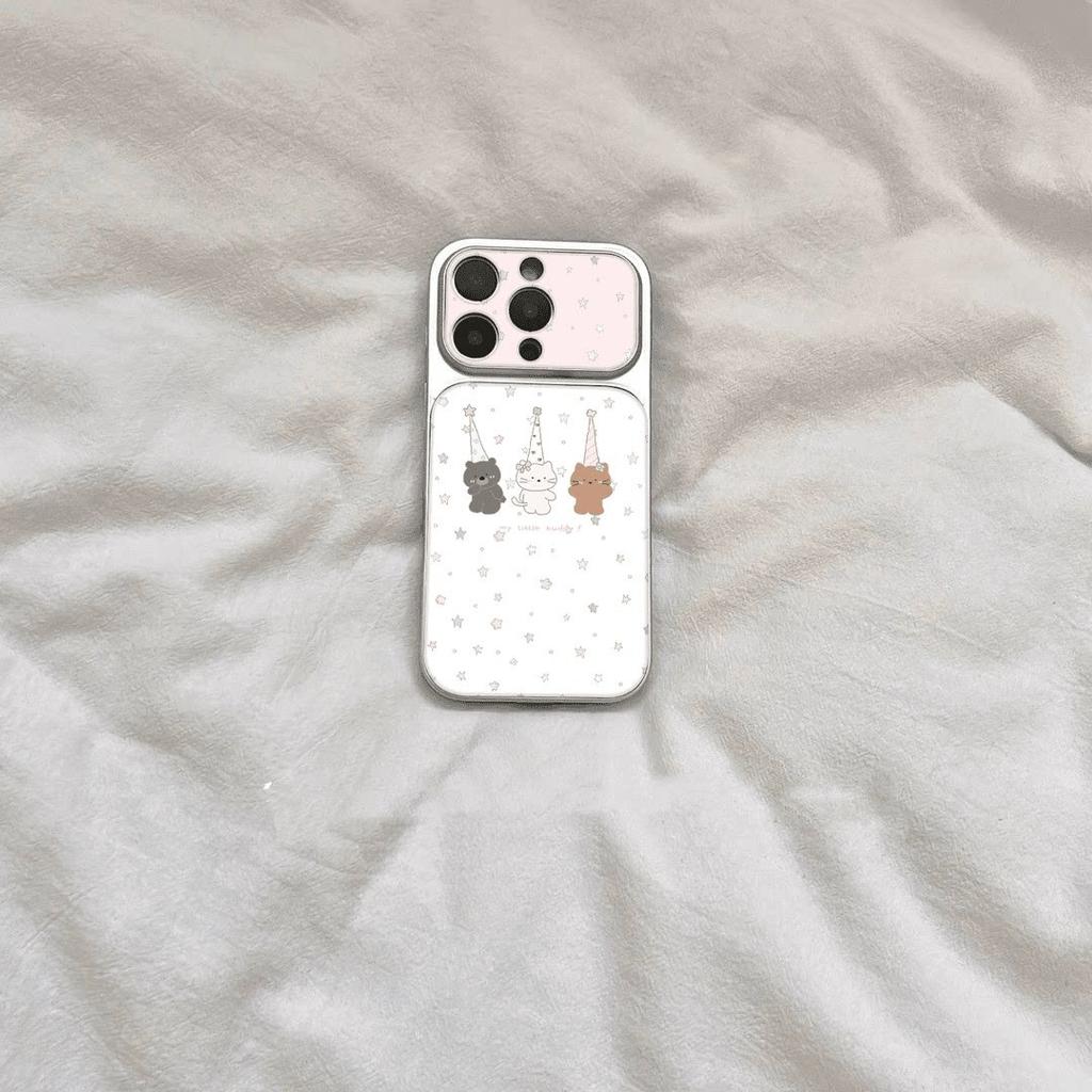 Bear and cat are suitable for iPhone17promax mobile phone case Apple 16pro new 15pro niche 16 leather.