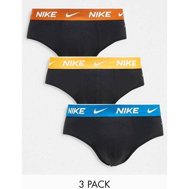 

Набор из трех хлопковых трусов Nike Dri-Fit черного цвета с контрастными поясами