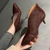 Fashion FHC New V Shape vamp High Heels Naked Boots Woman,Women's Snake PU Leather Shoes,Pointed toe,Ankle Botas,Black,BLUE,Dropship