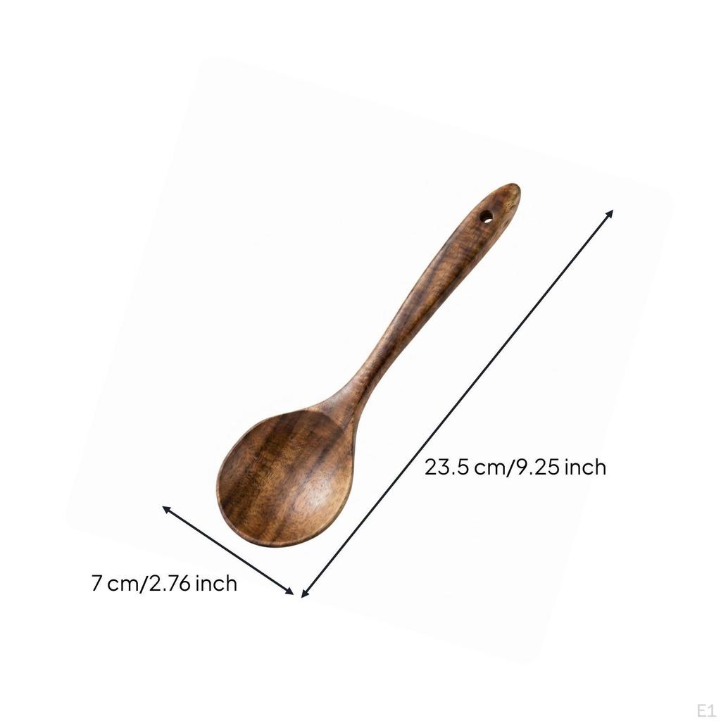 Teak Kitchen Utensil Smooth Finish Carved Wooden SinglePiece Cooking Spoon Set