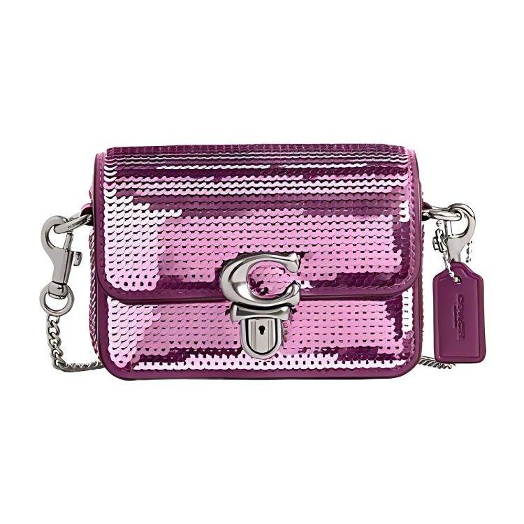 

Coach Studio 12 Logo Large Sequin Flap Lock Crossbody Bag Women shoulder bag Deep-Magenta CM429-LHOVU Basic Set (Bag+Dust Bag)