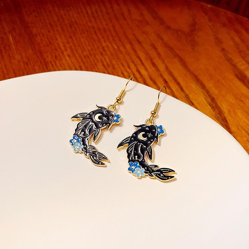 Fashion Cute Fox Koi Cat Rabbit Earrings for Women Girls Sweet Cartoon Enamel Painted Animal Earrings Jewelry Gift