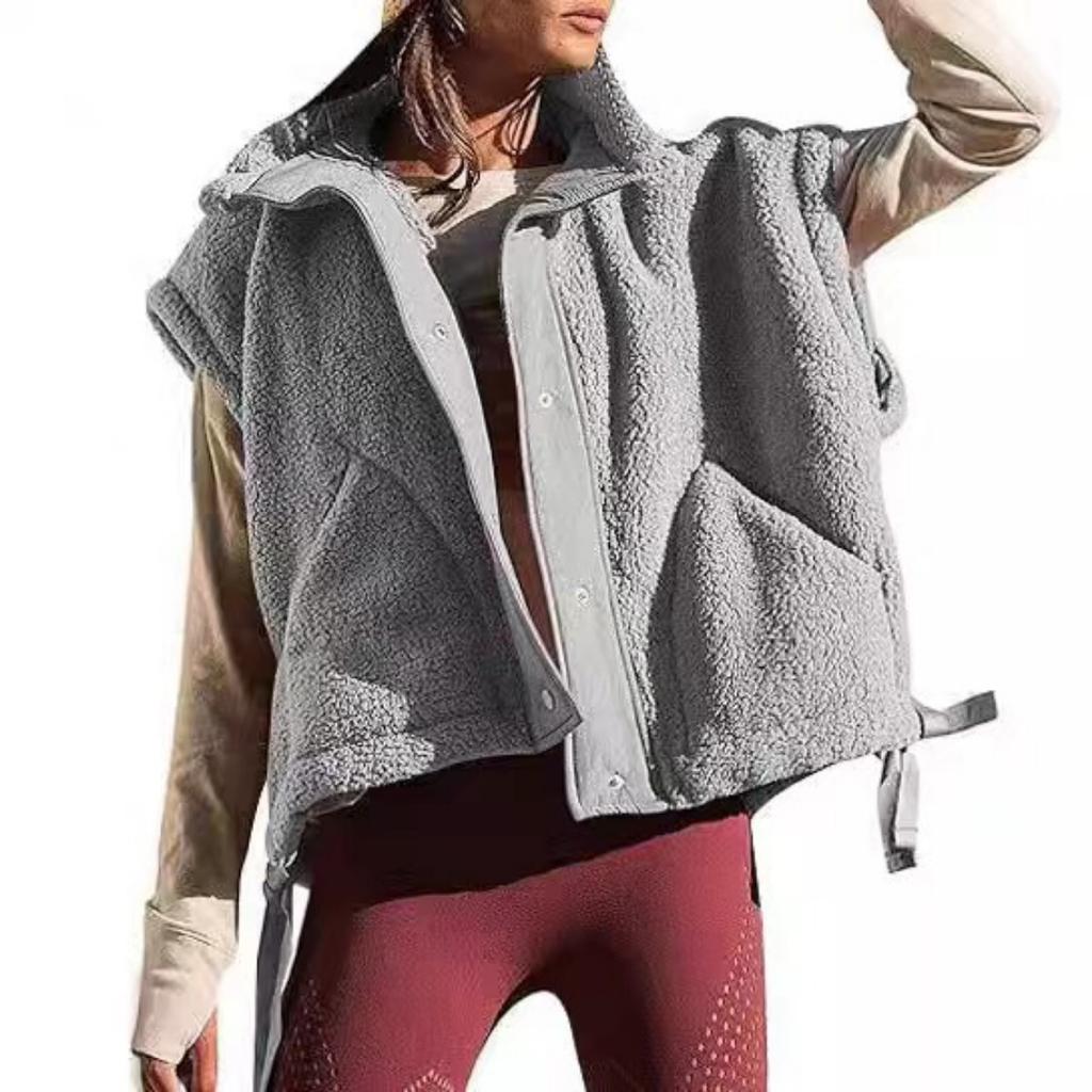 Women's Warm Fuzzy Lamb Wool Sleeveless Vest Outerwear Casual Fashion Vest For Ladies