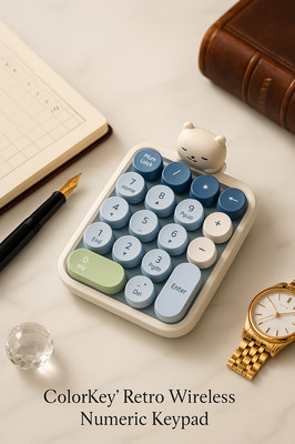 Mofii უკაბელო ციფრული კლავიატურა, ფერადი რეტრო მინი პორტატული ციფრული კლავიატურა, 2.4G უკაბელო გარე კლავიატურა კომპიუტერისთვის