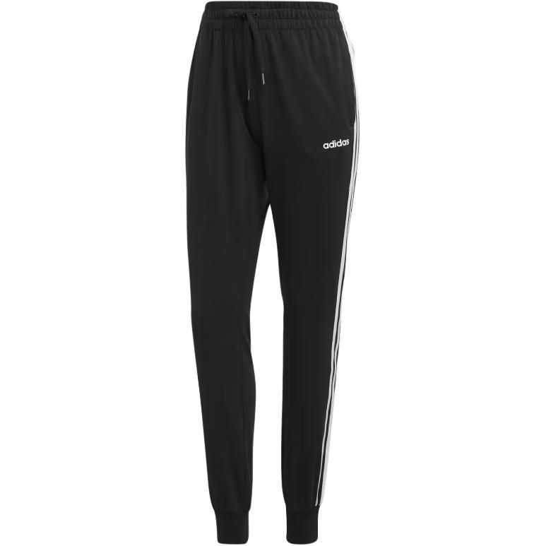 Adidas Striped Drawstring Knit Joggers Women Bottoms Black DP2377