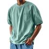 Men's Summer Solid Color Round Neck Loose Pocket Short Sleeve Top