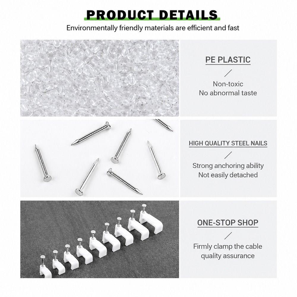 100Pcs Steel Nails Cable Clips 4-20mm Cable Tacks Durable Nail In Cable Clips  for Ethernet Cable