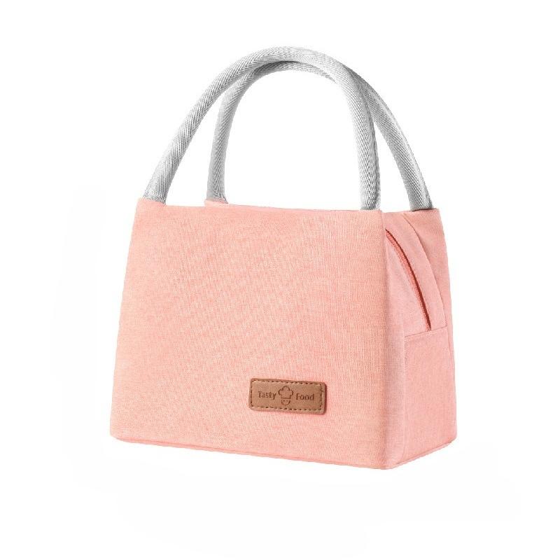 

Oxford Cloth Lunch Bag Outdoor Travel Ice Bag Thick Hand-held Insulation Bag Student Portable Meal Bag Bento Bag Large Capacity Work Lunch Box S 22*17*14cm рожевий