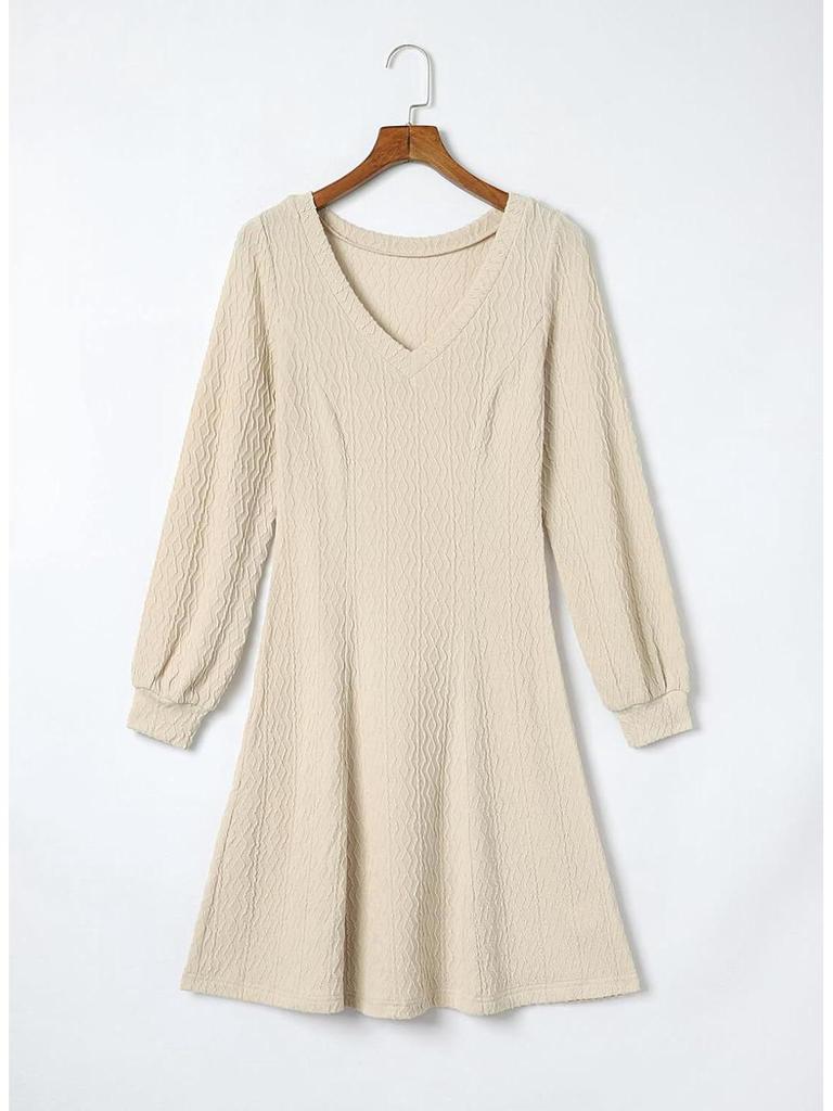 2024 Autumn Elegant Long-Sleeve Textured Dress