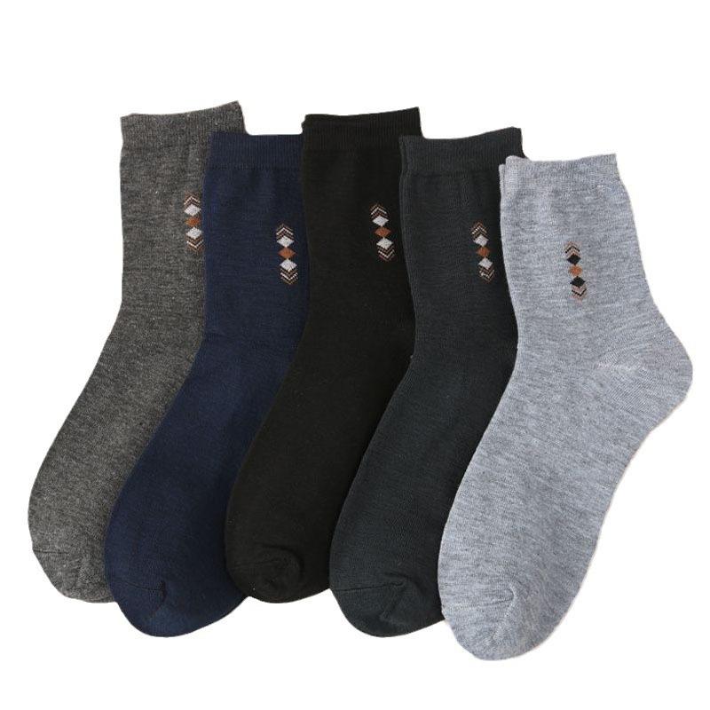 5pairs Men's Autumn and Winter Thick Warm Socks Men's Mid Tube Sweat-absorbent Deodorant Sports Business Casual Large Size Socks
