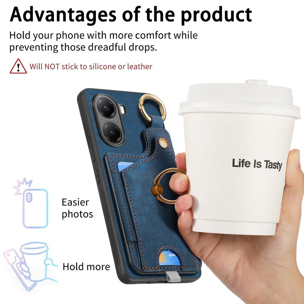For Xiaomi Poco X7 Pro 5G/Xiaomi Redmi Turbo 4 5G Retro Leather Phone Back Cover with Card Slots and Ring Holder