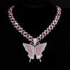 Collier Pendentif Papillon Style Hip Hop Chaîne Cubaine en Alliage Bijoux de Mode Unisexe Tenue de Soirée