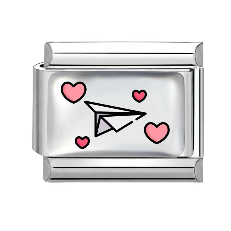 New Lovely Heart Envelope Rose Butterfly Cherry Charm Links Fit 9mm Italian Bracelet Women Men Making DIY Jewelry Gifts