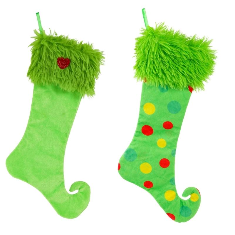 Large Christmas Stocking Soft Fabric Hanging Sock Holiday Party Gifts Bag Decoration For Christmas Tree Ornament Mantels