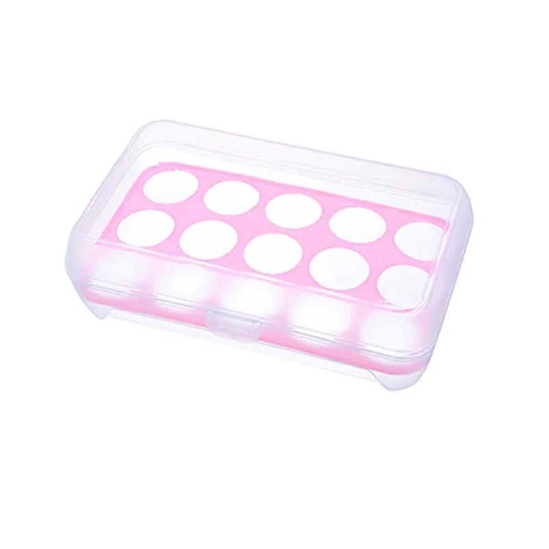 15 Grid Egg Storage Box Egg Box Tray with Lid Drawer Egg Carton PP Cases Refrigerator Cases Compartment Storage Egg Rack Support